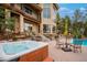 Inviting backyard with a hot tub, lounge area, and access to a refreshing pool at 2521 Juniper Ct, Golden, CO 80401