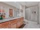 Bathroom featuring granite countertops, a shower and a separate toilet at 2521 Juniper Ct, Golden, CO 80401