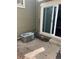 Backyard with concrete patio and sliding glass door at 14096 E Radcliff Cir, Aurora, CO 80015