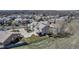 Aerial view of the neighborhood and backyard of the house with great scenery at 19593 E Hollow Creek Dr, Parker, CO 80134