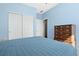 Light-filled bedroom featuring a large bed, closet, and wood dresser at 6055 Point Rider Cir, Castle Rock, CO 80104