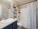 Cozy bathroom with large bathtub, toilet, shower and vanity at 19430 E 58Th Dr, Aurora, CO 80019