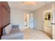 Living room with hardwood floors leading to a bedroom and bathroom at 3040 W Prentice Ave # B, Littleton, CO 80123