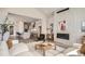 Open-concept living room and kitchen featuring a fireplace, modern appliances, and stylish decor at 959 Promenade Dr, Superior, CO 80027