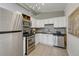 Well-equipped kitchen with stainless steel appliances, white cabinets, and modern gray backsplash at 1906 S Vrain St, Denver, CO 80219