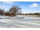 Park with frozen pond, trees, and distant buildings at 153 S Pierce St, Lakewood, CO 80226