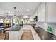 This bright eat-in kitchen features an island, white cabinets, and hardwood floors at 10188 Stephen Pl, Highlands Ranch, CO 80130