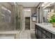 Well-appointed bathroom showcasing a glass-enclosed shower, double sinks, and modern finishes at 6597 Club Villa Rd, Parker, CO 80134