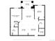 Detailed floor plan showcasing the layout of the primary bedroom, living room, kitchen, and bathrooms at 1062 Rockhurst Dr # 302, Highlands Ranch, CO 80129