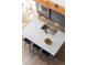Aerial view of kitchen island with seating, modern faucet, and stylish pendant lighting at 1720 Wynkoop St # Ph403, Denver, CO 80202