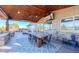 Covered patio with large wooden dining table and bar area at 7913 Grasmere Dr, Boulder, CO 80301