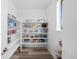 Walk-in pantry with shelving provides lots of storage space for food and other household items at 3014 Furthermore Ln, Castle Rock, CO 80108