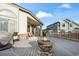 Deck with fire pit and built in seating area at 1434 Hickory Dr, Erie, CO 80516