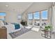 Bright and spacious main bedroom with vaulted ceilings, large windows, and scenic neighborhood views at 2230 Rim Ridge Dr, Castle Pines, CO 80108
