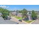 Aerial view of a complex of townhouses and surrounding area at 5098 E Donald, Denver, CO 80222