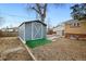 Gray metal storage shed in the backyard at 11040 Emerson St, Northglenn, CO 80233