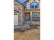 Charming front porch with stone pillars, and an ornate front door at 2702 Rising Moon Way, Castle Rock, CO 80109