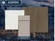 Close up of countertops, cabinetry and flooring materials with the Aspen logo against a background at 1634 N Sheridan Blvd # 202, Denver, CO 80204