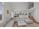 Open-concept living room with plenty of seating overlooks the kitchen and breakfast nook at 10383 Erin Pl, Lone Tree, CO 80124