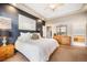 Comfortable main bedroom featuring a golf course view, with ensuite bathroom access at 1236 Castlecombe Ln, Monument, CO 80132