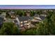 Aerial view of a home with a backyard deck and gazebo in a lush neighborhood at 7083 Winthrop Cir, Castle Rock, CO 80104