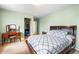This bedroom includes a wooden vanity, walk-in closet, and a double bed at 21354 E 51St Ave, Denver, CO 80249