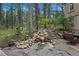 Beautiful outdoor space with water feature and mature trees at 20190 Deer Shadow Way, Monument, CO 80132
