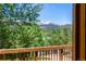 Scenic mountain view from the deck framed by lush trees, offering a tranquil and picturesque landscape at 422 Fairview Blvd, Breckenridge, CO 80424