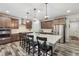 Spacious kitchen with a large center island, stainless steel appliances, and modern lighting at 6616 Amur Ln, Castle Rock, CO 80108