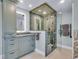 Modern bathroom with a glass shower, sleek vanity, and contemporary finishes and design at 350 Albion St, Denver, CO 80220