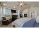 Relaxing main bedroom featuring an fireplace, vaulted ceilings, and natural light at 19735 Knights Xing, Monument, CO 80132