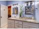 Bright bathroom features granite counters, dual sinks, and modern fixtures at 2941 Glenarm Pl, Denver, CO 80205