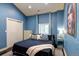 Brightly painted bedroom with dark hardwood floors and ample closet space at 2941 Glenarm Pl, Denver, CO 80205