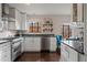 Modern kitchen with stainless steel appliances, sleek countertops, and a stylish blue chair, offering a clean, functional design at 1545 Locust St, Denver, CO 80220
