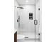Modern bathroom featuring a sleek glass shower with a rainfall shower head and a built-in shelving niche at 1518 S Columbine St, Denver, CO 80210