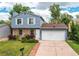 Charming two-story home with blue siding, brick accents, attached garage, and well-maintained landscaping at 3916 S Telluride Ct, Aurora, CO 80013