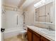 Bathroom features tub, shower and updated vanity at 745 S Alton Way # 9B, Denver, CO 80247