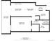 Detailed floorplan showing layout of living room, dining area, kitchen, bedroom, bathroom, and balcony at 1265 Race St # 203, Denver, CO 80206