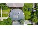 Aerial view of a well-maintained home with a dark roof, a lush green lawn, and mature trees surrounding the property at 1635 Poplar St, Denver, CO 80220