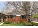 Charming brick home featuring a modern horizontal wood fence and mature trees in a lovely landscaped front yard at 121 S Ivy St, Denver, CO 80224