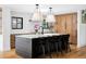 Bright kitchen features a large center island, modern lighting, stainless steel appliances, and ample storage at 121 S Ivy St, Denver, CO 80224