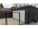 Exterior view of a black brick garage with a white door, secured with a black metal fence and gate at 640 N Magnolia St, Denver, CO 80220