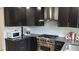 Well-appointed kitchen with stainless steel appliances, dark cabinets, and modern countertops at 640 N Magnolia St, Denver, CO 80220