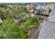 Overhead view of community outdoor recreational area, with lush trees and landscaping, walkable to downtown at 3712 Wolff St, Denver, CO 80212