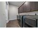 Well-equipped laundry room features front load washer/dryer and ample storage cabinets at 9433 Torrey Way, Arvada, CO 80007