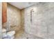 Walk-in shower with tile surround and chrome fixtures at 1252 Rosewind Cir, Castle Rock, CO 80104