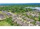 Aerial view of a neighborhood with tree-lined streets and a serene lake in the background at 6652 W Asbury Pl, Lakewood, CO 80227