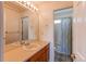 Well-maintained bathroom with a vanity and sink, next to a separate toilet and shower at 18995 E Bellisario Creek Pl, Parker, CO 80134