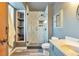 Updated bathroom with a walk-in shower and gray walls at 2325 15Th Ave, Longmont, CO 80503