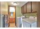 Laundry room with washer, dryer, and cabinets at 2325 15Th Ave, Longmont, CO 80503